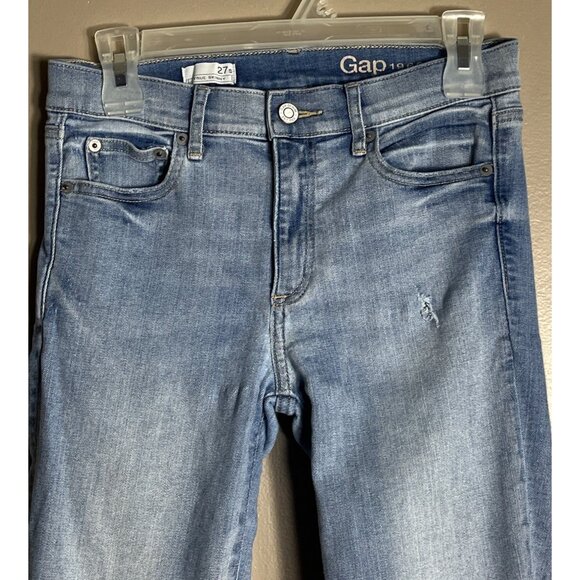 Gap 1969 Jeans Blue True Skinny Light Authentic Distressed Grunge Womens 27 - Picture 10 of 11